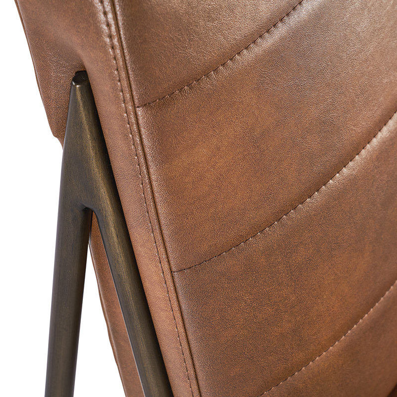 Tufted Side Chair, Bravo Cognac Faux Leather, Bronze
