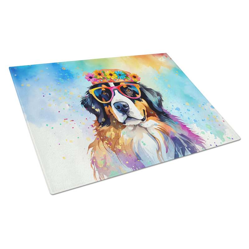 Grande planche à découper en verre bouvier bernois Hippie Dawg
