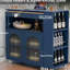 Îlot de cuisine réglable avec lumières DEL, prises de courant, portes en verre cannelé, porte moderne bleu marine, armoire, rangement-1222617749