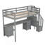 Structure de lit mezzanine avec bureau intégré et tiroirs de rangement doubles-270690882