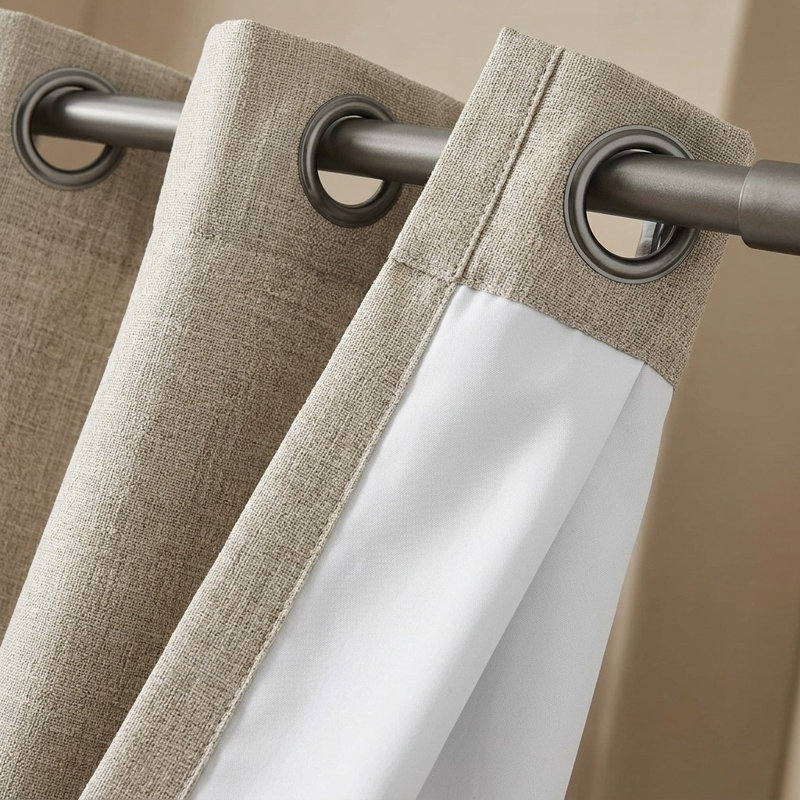 Linen Look 100% Blackout Patio Curtain, Anti-Rust Grommet Extra Wide Sliding Door Panel 100x84, Stone