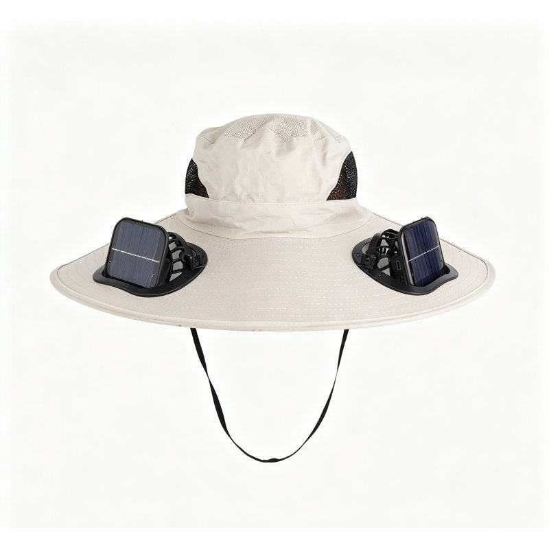 Chapeau solaire à ventilateur solaire, Kaki