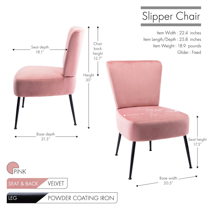 Bohn Velvet Slipper Chair, Pink