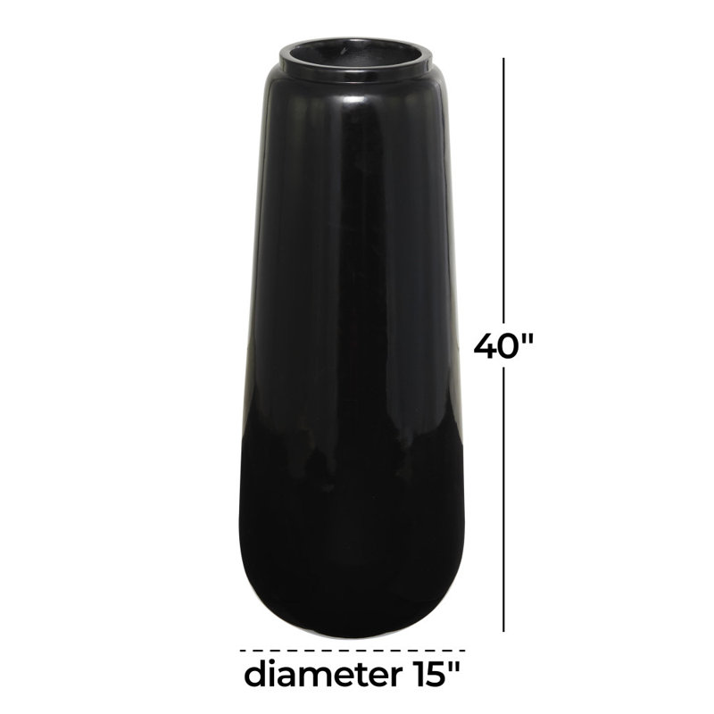Vase de plancher en résine Mabe, H 40 po x l 15 po x P 15 po, Noir