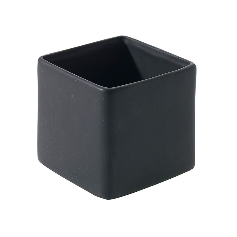 Pot à fleurs en céramique Demetria, H 4,75 po x l 4,75 po x P 4,75 po, Noir mat