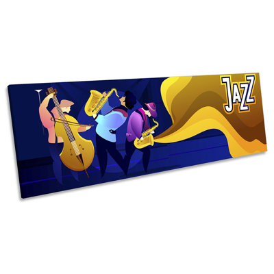 Jazz Band Music Saxophone - Wrapped Canvas Panoramic Print