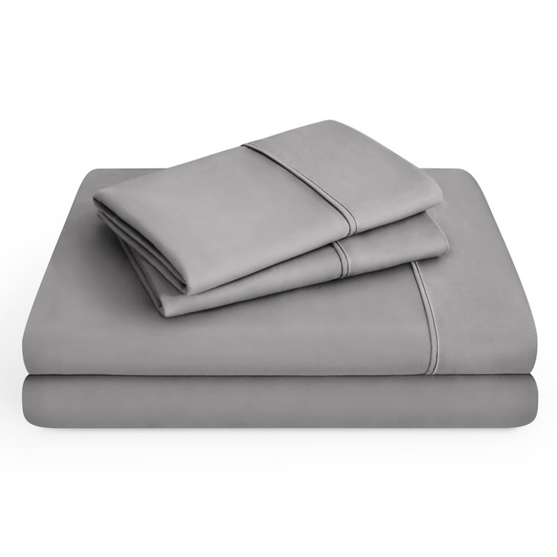 Twin Light Gray Deep Pocket Microfiber Stretch Sheet Set