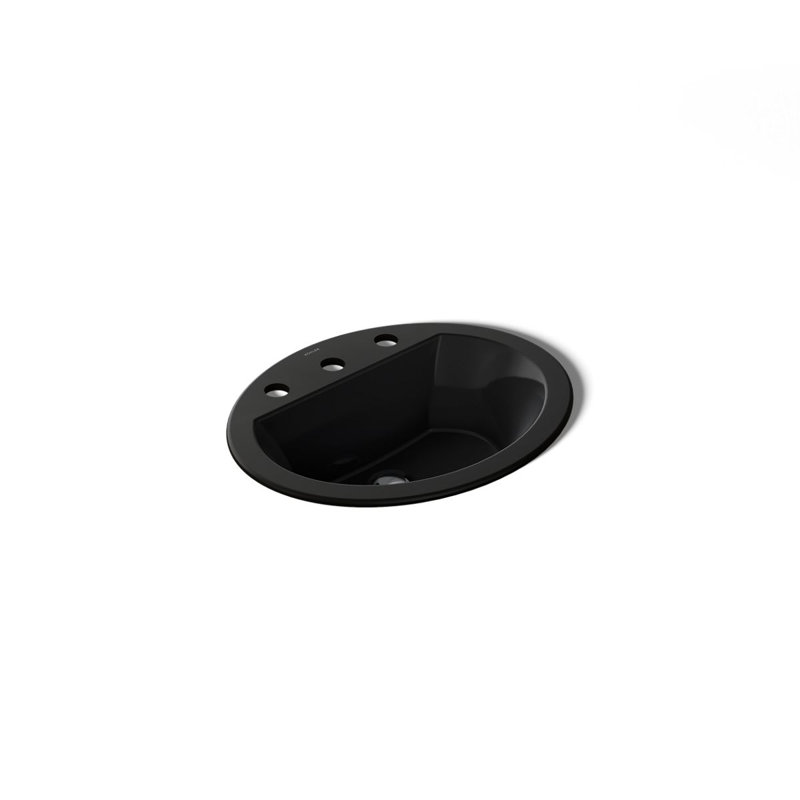Bryant Ceramic Oval Drop-In Bathroom Sink with Overflow, Almond, 8" Centers