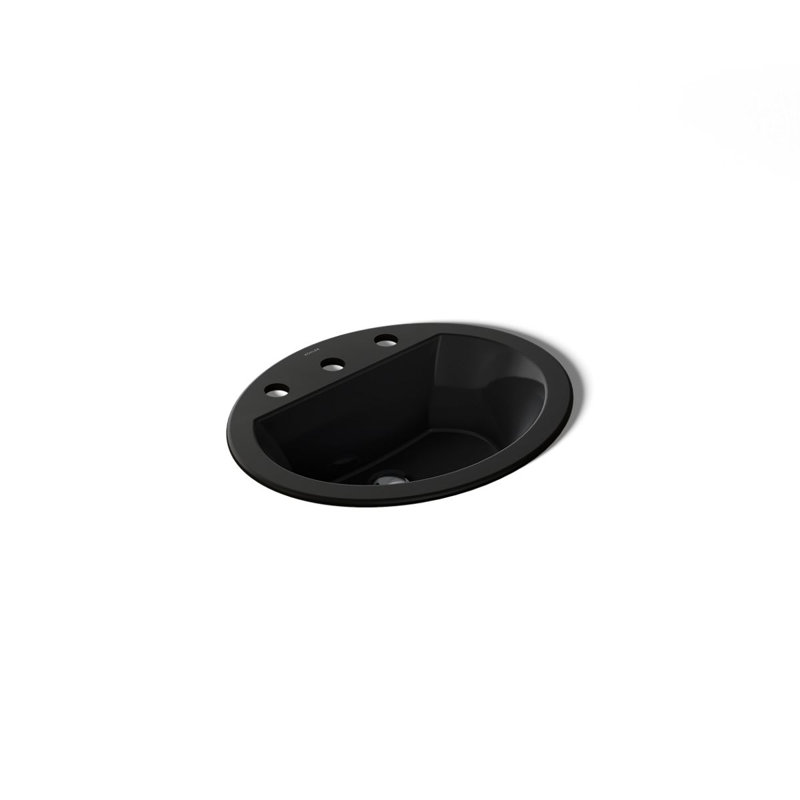Lavabo encastré ovale en céramique avec trop-plein Bryant, Noir, Centres de 8 po