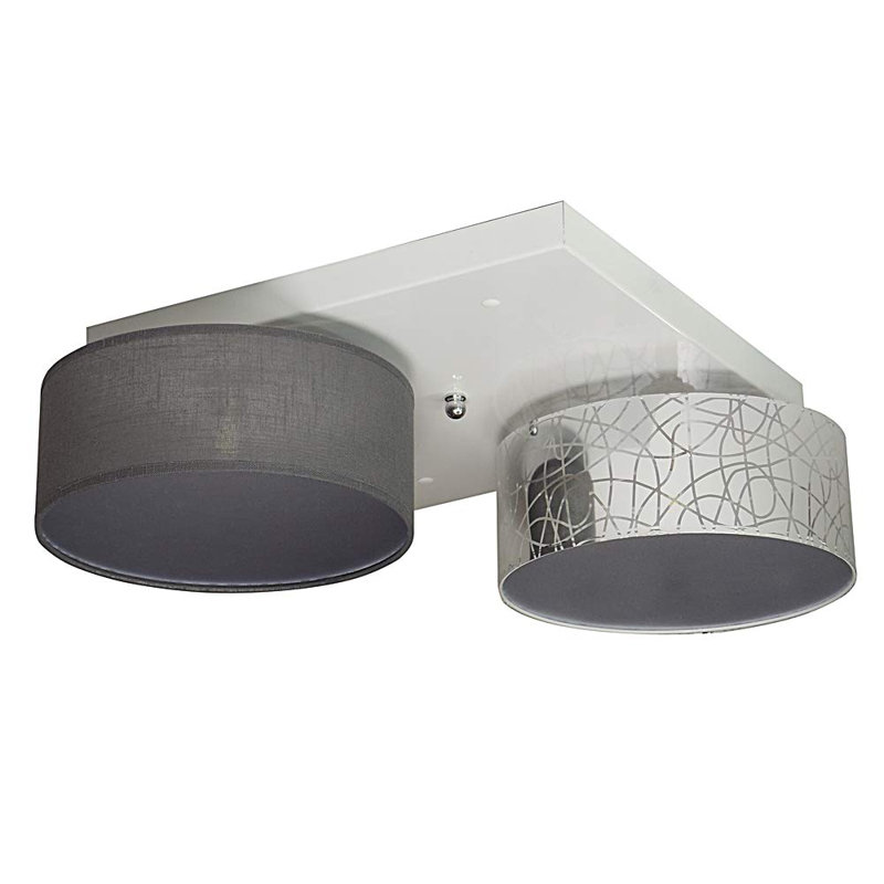 Pulley Fabric Semi Flush Mount, Silver/Graphite