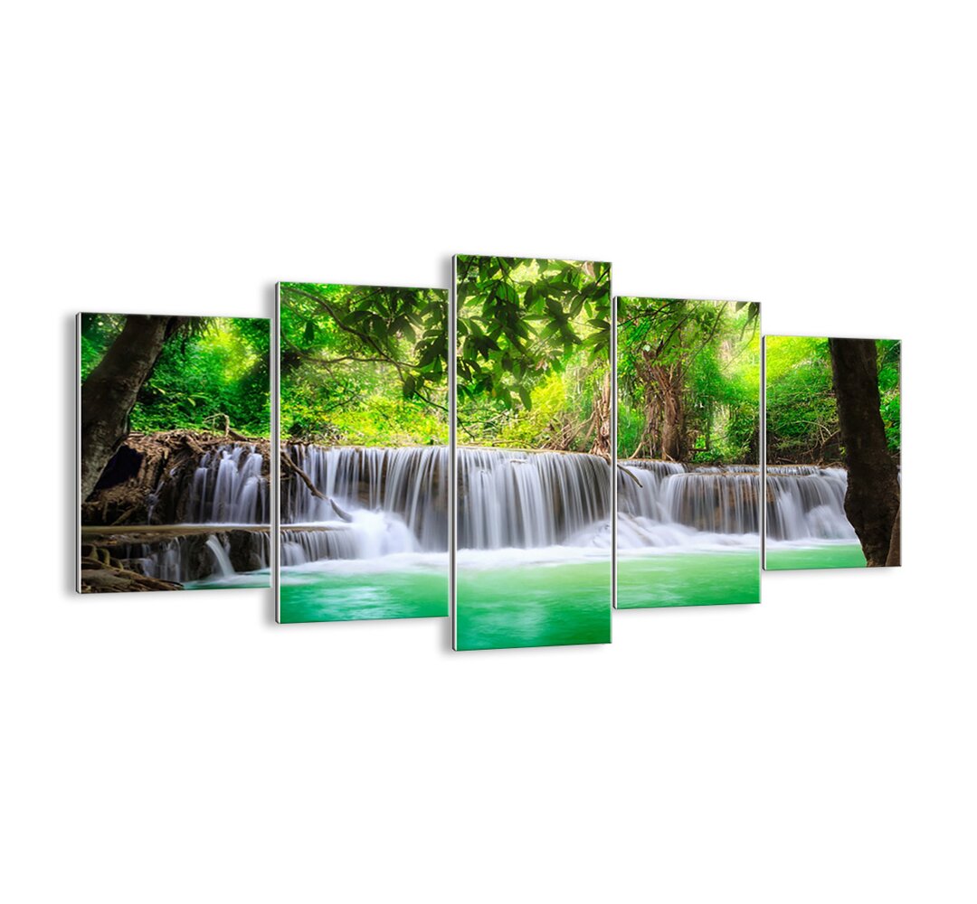 5-tlg. Glasbilder-Set - Fotografie „Green Cascade”