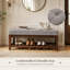 Banc d'entrée en bois d'hévéa massif avec coussin rembourré et étagère à chaussures intégrée, banc de rangement capitonné pour hall d'entrée, couloir ou salon