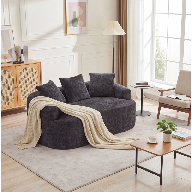Canapé Curved - petite chenille avec 3 coussins
