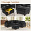 90.6In Corduroy L-Shape Sectional With Storage Ottoman-421674355