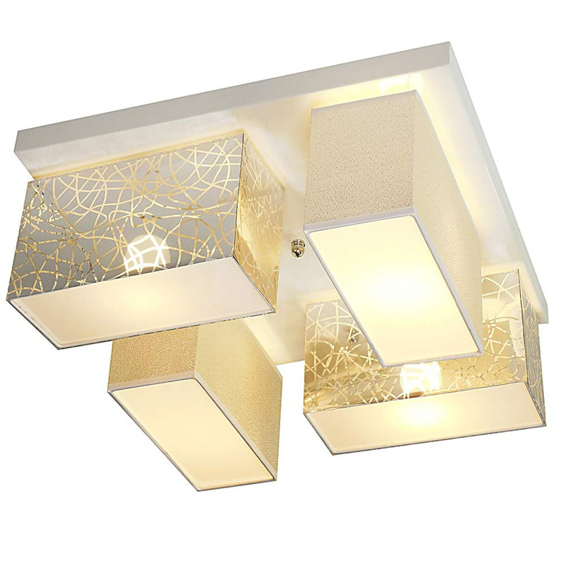 Pasko Fabric Semi Flush Mount, Silver/Silver