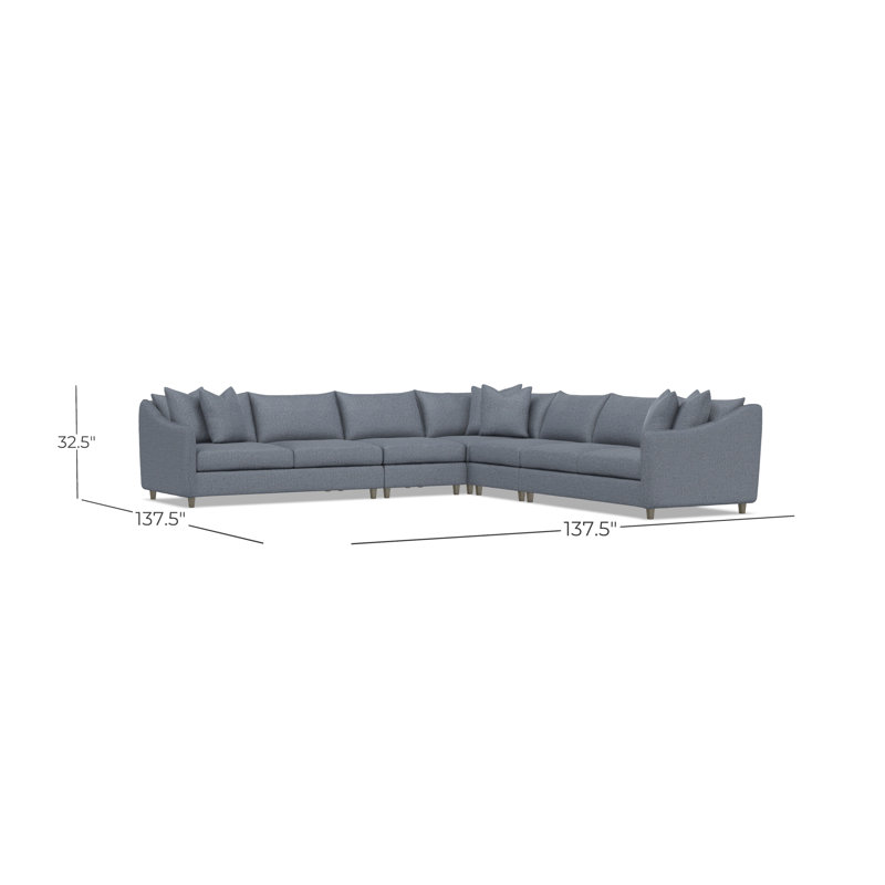 Joli Sectional, Greige, 32.5" H x 137.5" W x 137.5" D, Gray Velvet