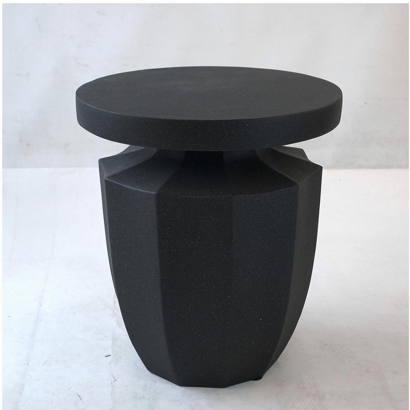 Table de bout décorative de jardin, H 20,3 po, moderne, robuste, robuste, en faux terrazzo, table d'appoint, table d'appoint, plante pour l'intérieur et l'extérieur