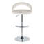 Tabouret de bar réglable en métal chromé et velours blanc avec repose-pieds arrondi en T - ensemble de 2-248160657-248160751-248160658