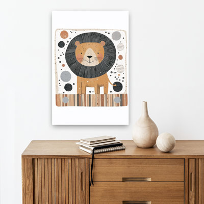 Happy Baby Lion Abstract Modern Playful Lion Wall Art Print 1 Piece Wrapped Canvas Wall Art