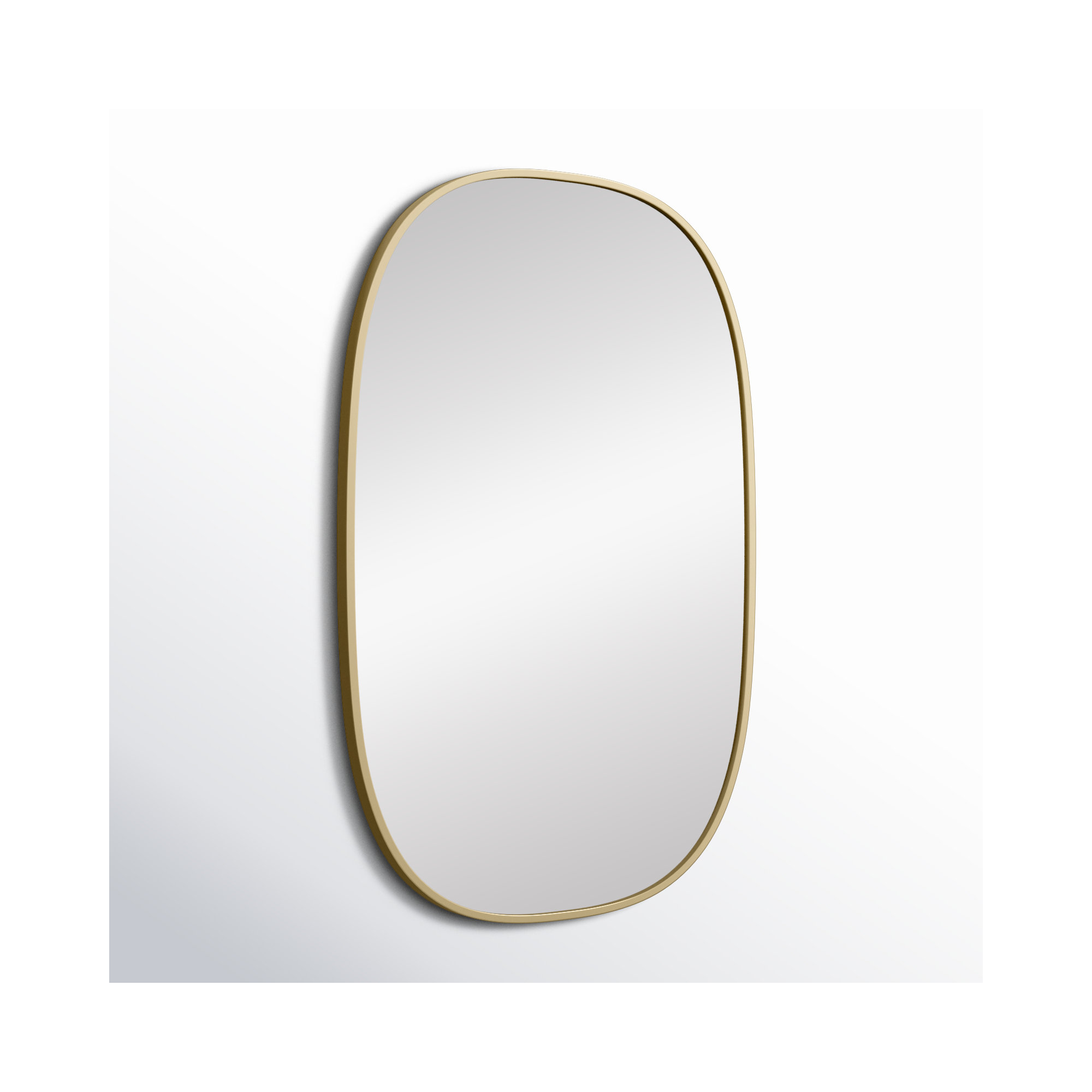 Sabine Metal Curved Oval Wall Mirror, Brass, 40" x 27"