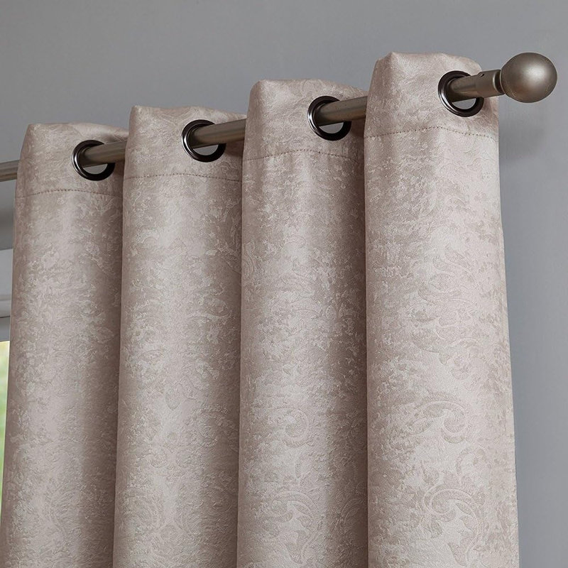 1 Pair (2 Panels) Of  Blackout Curtains With Embossed Textured Damask Flower Pattern in 5 Colors, Ivory, 84"H x 54"W