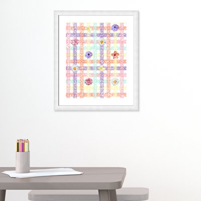 Impression sur papier à carreaux unique avec fleurs