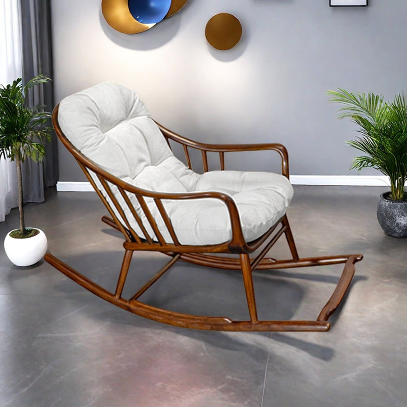 Spacious Rocking Chair with Solid Wood Frame
