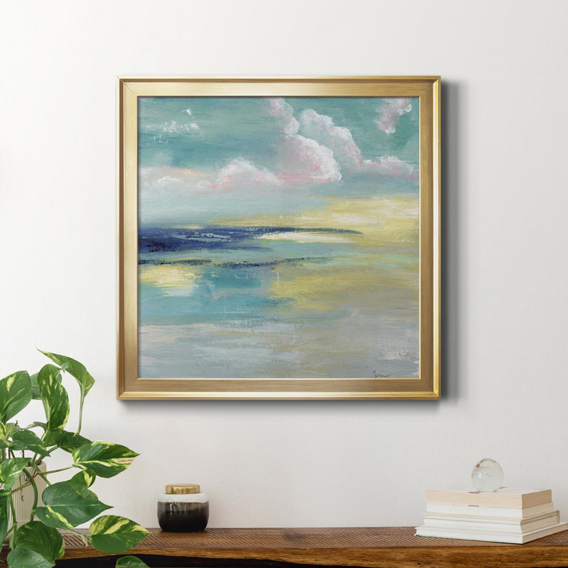 Vue sur l'océan - Peinture sur toile encadrée, Or, H 30,5 po x l 30,5 po x P 1,5 po