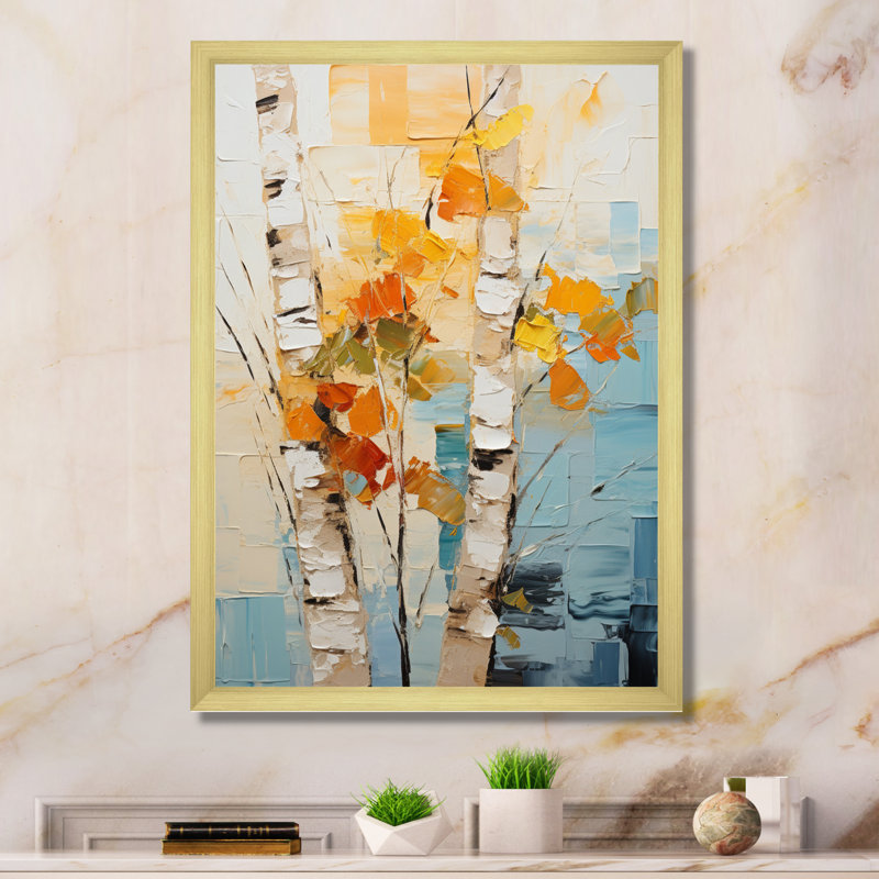 «Jacquelen Birch Woods Birch Dreamscape», reproduction d'art sur toile, Encadrement doré, H 32 po x l 16 po x P 1 po