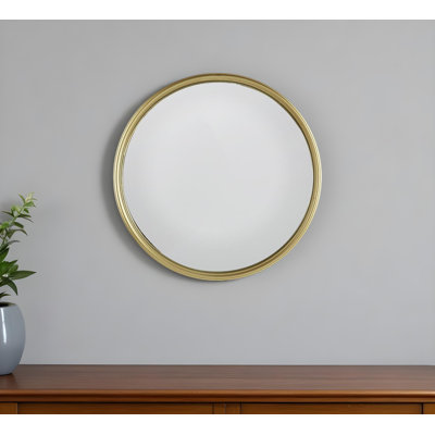 15" Gold Round Iron Textured Framed Accent Mirror