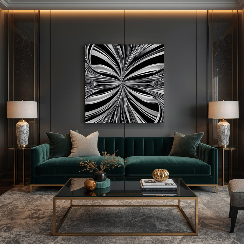 Op Art 3 Black Canvas Wall Art, 12" H x 12" W