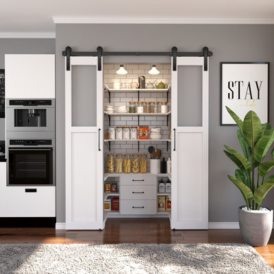 Standard Double Door Barn Door Hardware Kit (Doors not included)