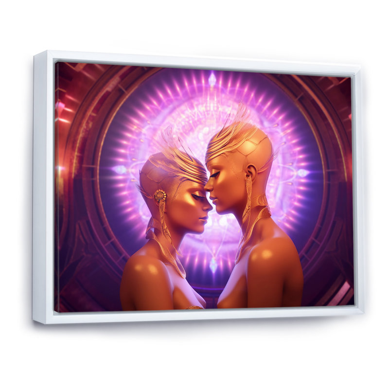 «Goddess Couple Divine Love», reproduction sur toile encadrée, H 34 po x l 44 po x P 1,5 po, Cadre flottant blanc