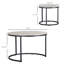 Ensemble de 2 tables basses gigognes industrielles avec structure en métal et plateau en bois aggloméré gris neutre