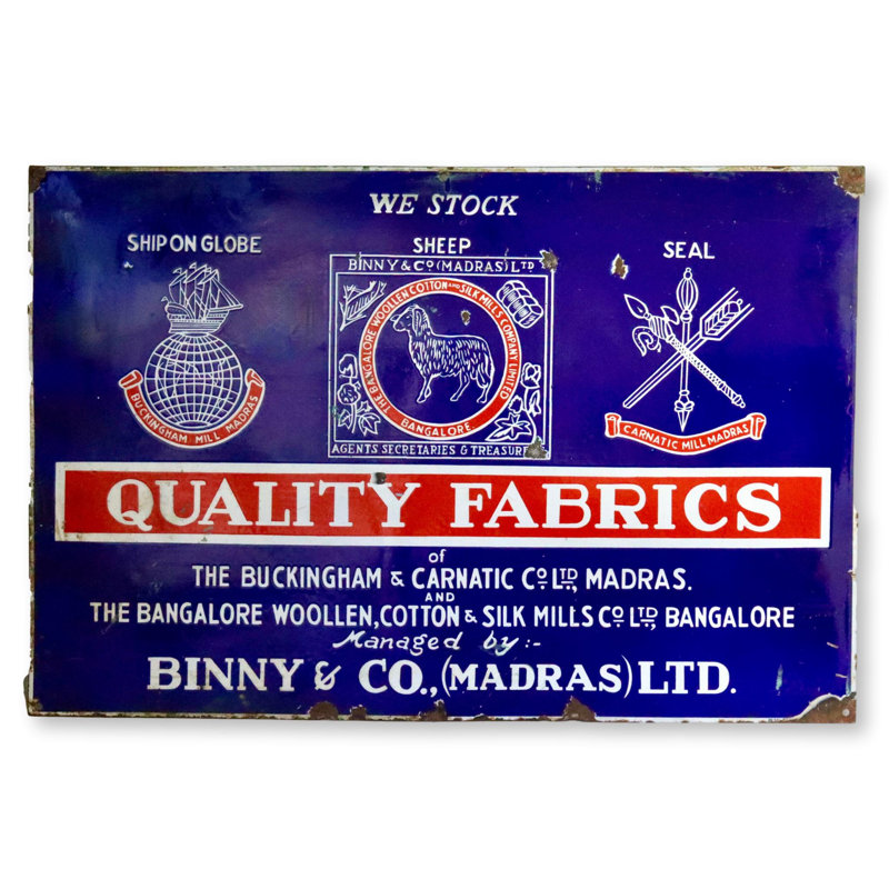 Large Enameled Metal Fabric Shop Sign Print