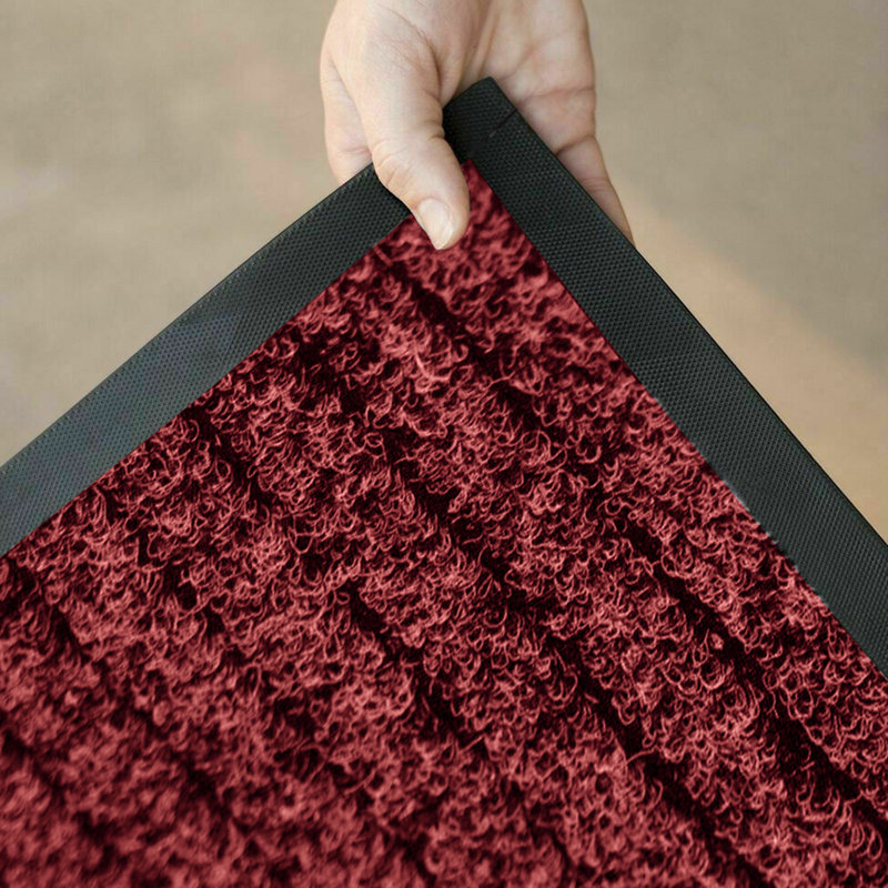 Hullfish Non-Slip Indoor Outdoor Door Mat, Maroon, Rectangle 40cm W x 60cm L