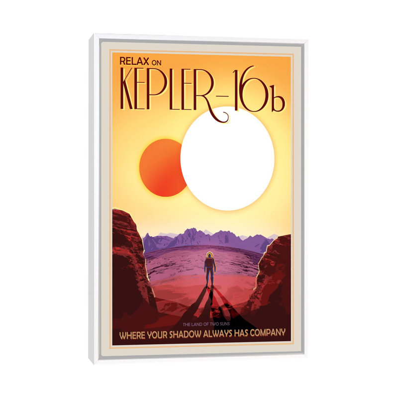 Kepler-16B by NASA - Print on Canvas, 66.04 cm H x 45.72 cm W, White Framed