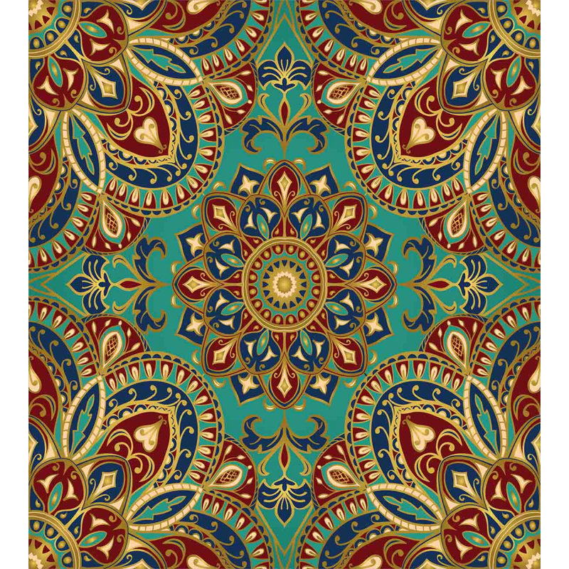 Eclectic Polyester Floral Duvet Cover, Twin Duvet Cover + 1 Pillow Sham, Eastern Medieval