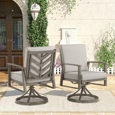 Amario Patio Aluminum Swivel Dining Chairs With Sunbrella Cushions