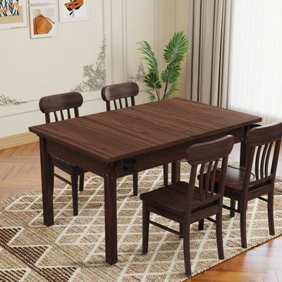 Table de jeu de 63 po x 40 po avec plateau amovible pour 4 à 6 joueurs, table de jeu et de salle à manger avec pieds en bois massif, tapis de jeu antidérapant, porte-gobelets rotatifs - brun rustique