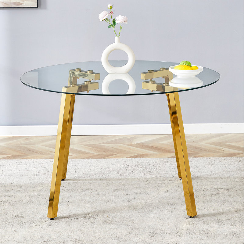 Table de salle à manger Modern, H 29,5 po x L 47,3 po x l 47,3 po, Doré