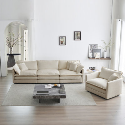 2-Piece Upholstered Sofa,  Sectional Sofa Set  Sofa Couches Set , Deep Seat Sofa   Apartment, 1+3 Seat  Chenille