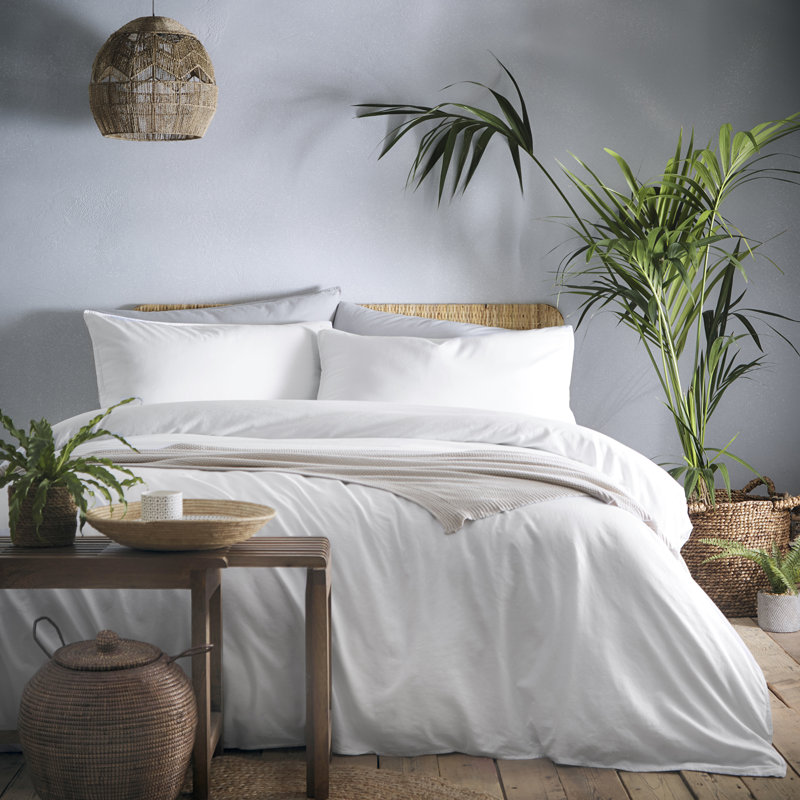 Cassia Cotton Solid Colour Duvet Cover Set with Pillowcases, Single Duvet Cover + 1 Standard Pillowcase, Khaki