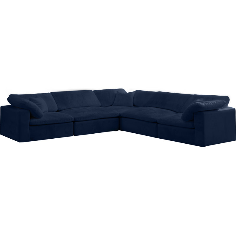 Canapé modulaire en velours réversible Cozy, Velours bleu marine
