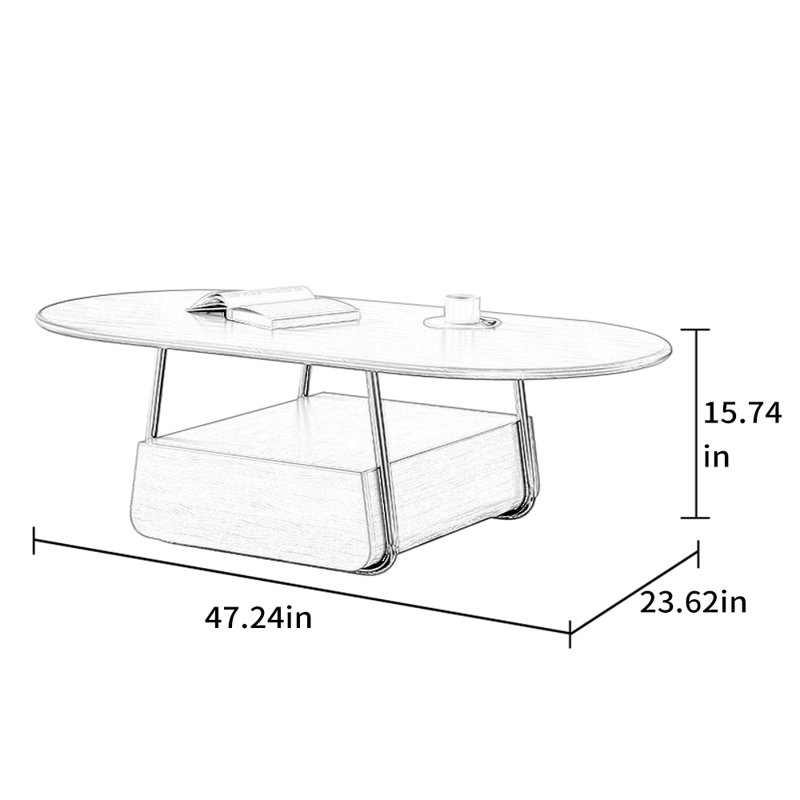 Stylish Coffee Table, Brown, 15.74" H x 47.24" W x 23.62" D