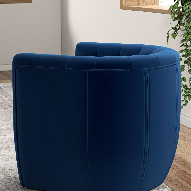 Quinton Upholstered Swivel Accent Chair, Dark Blue Velvet