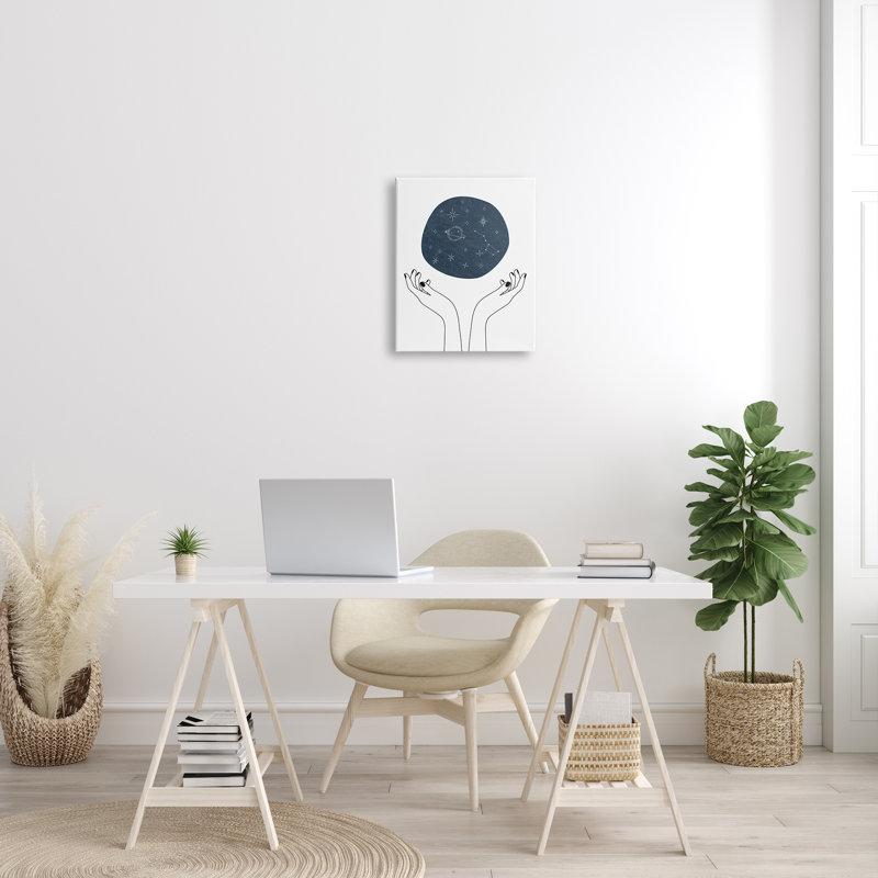 Hands Hands Galaxy Constellations - Impression sur toile, H 20 po x l 16 po x 1,5 po, Toile tendue