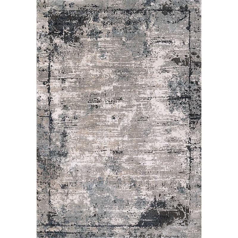 Tapis abstrait gris / bleu, Rectangle 9 pi x 12 pi
