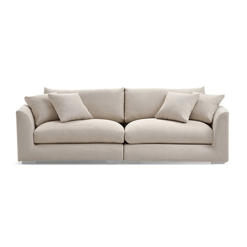 Causeuse-coussin modulaire en chenille crème et blanc, H 35,43 po x l 85,83 po x P 37,4 po