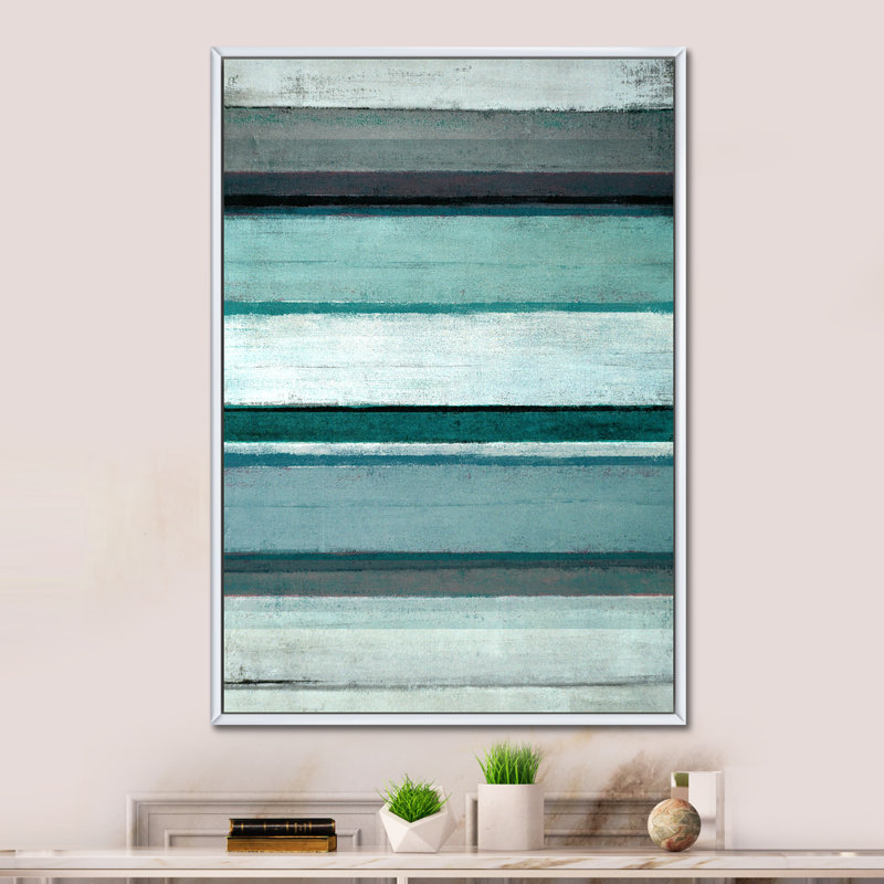 Art moderne gris et bleu II 2FL47724, H 20 po x l 12 po x P 1 po, Cadre blanc
